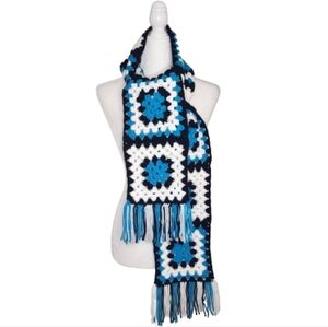 Handmade Crocheted Granny Square Scarf, OS Long